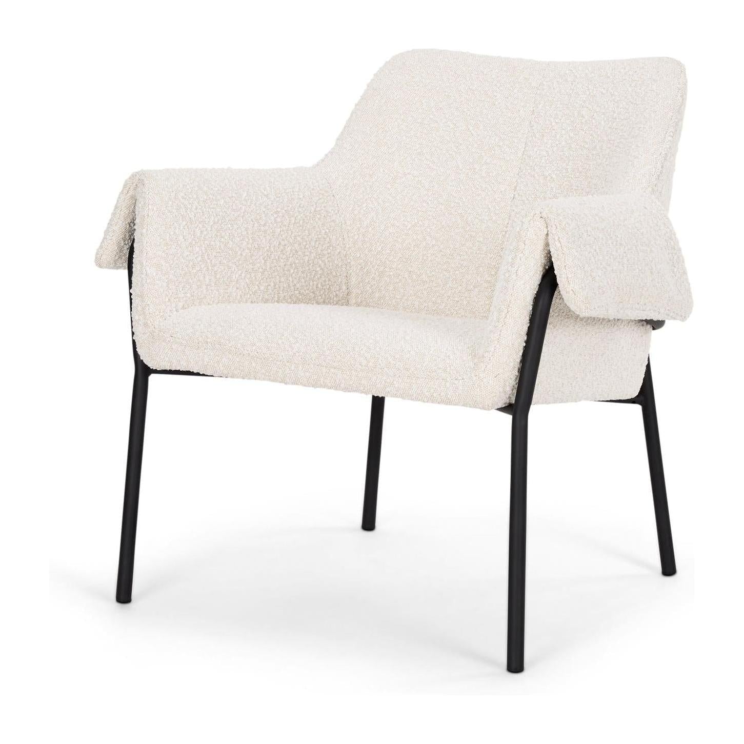 Mercana Brently Accent Chair w/ Cream Boucle Fabric & Matte Black Meta ...