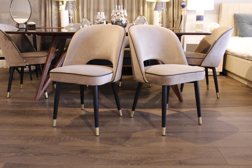 Eichholtz Cliff Dining Chair / Savona Greige Velvet Set of 2 Floor Sample