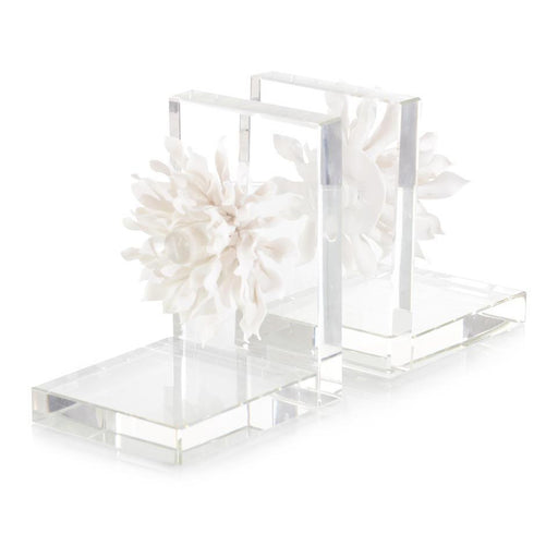 John Richard Set Of Two Porcelain Petals And Crystal Bookends