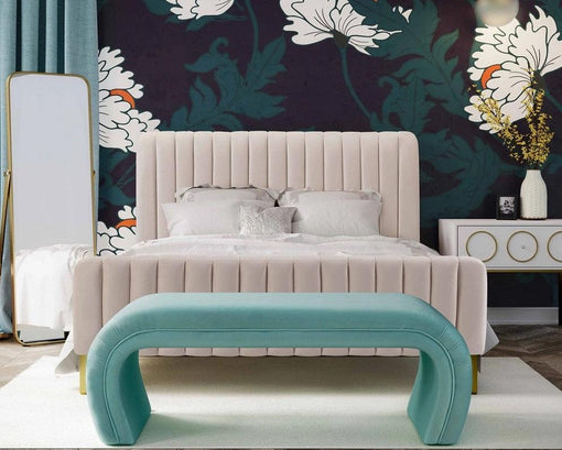 TOV Furniture Kenya Bench Bright Blue Velvet