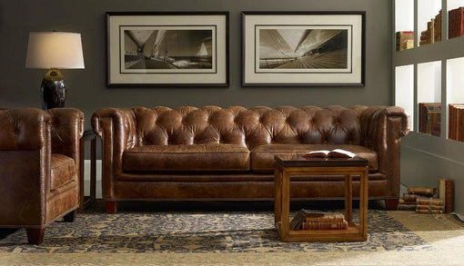 Hooker Furniture Living Room Chester Stationary Sofa Malawi Tonga Leather