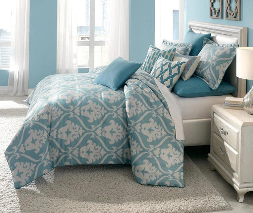 Michael Amini Tucson 9pc Queen Comforter Set Turquoise
