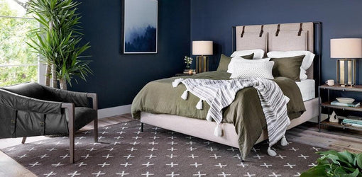Four Hands Leigh Upholstered Bed King- Palm Ecru