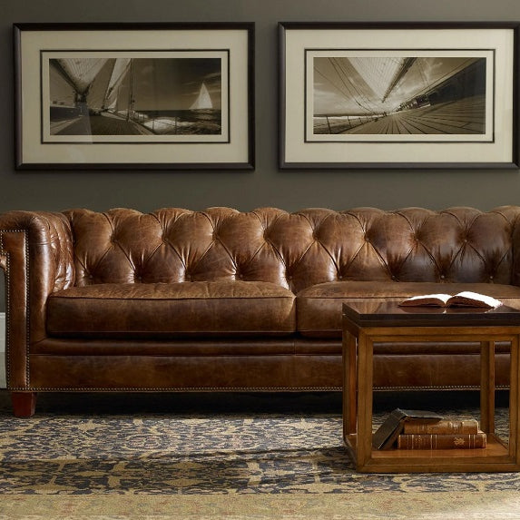 Hooker Furniture Living Room Chester Stationary Sofa Malawi Tonga Leather