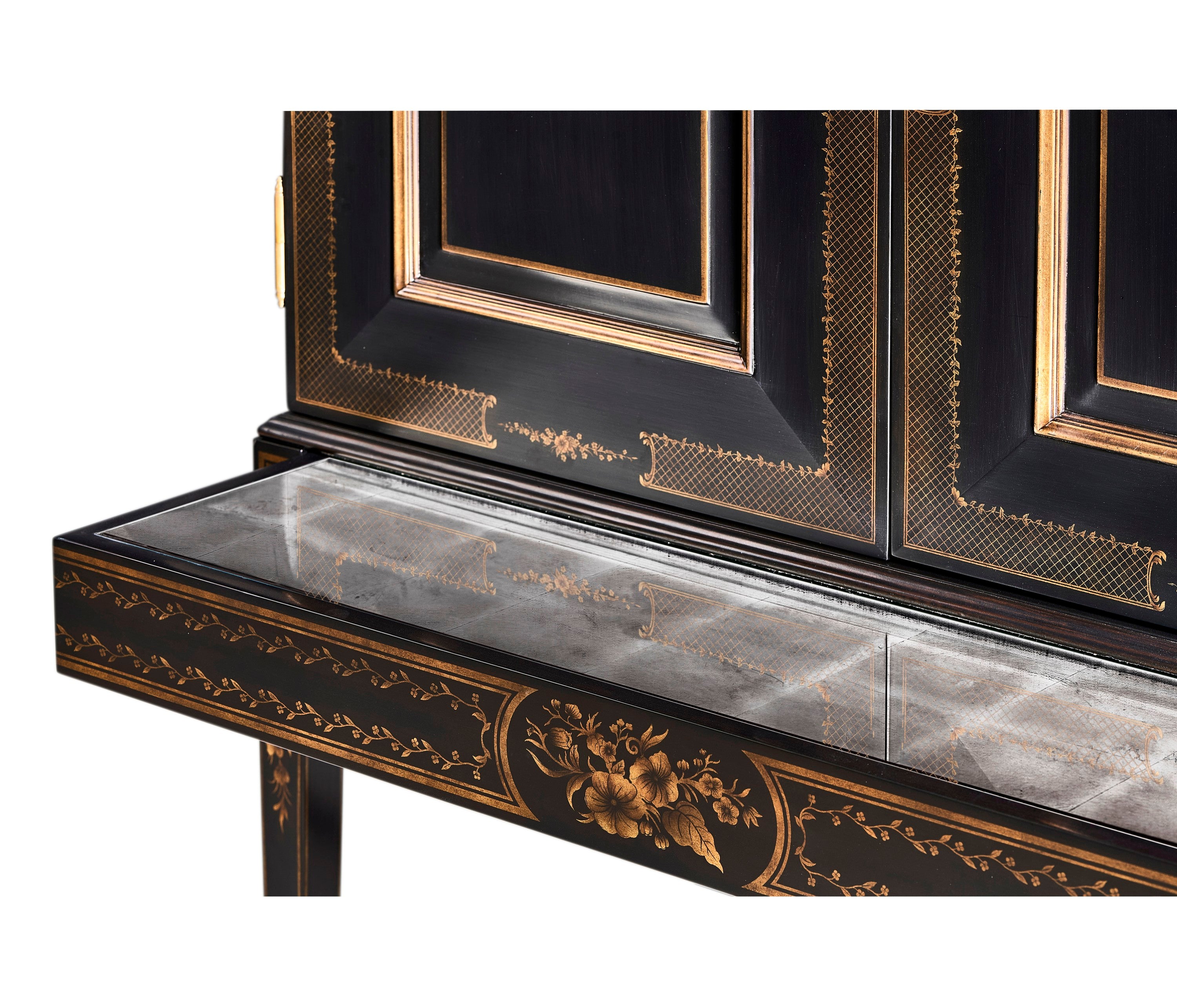Jonathan Charles Formal Black & Gold Drinks Cabinet ( 492356-FBG )