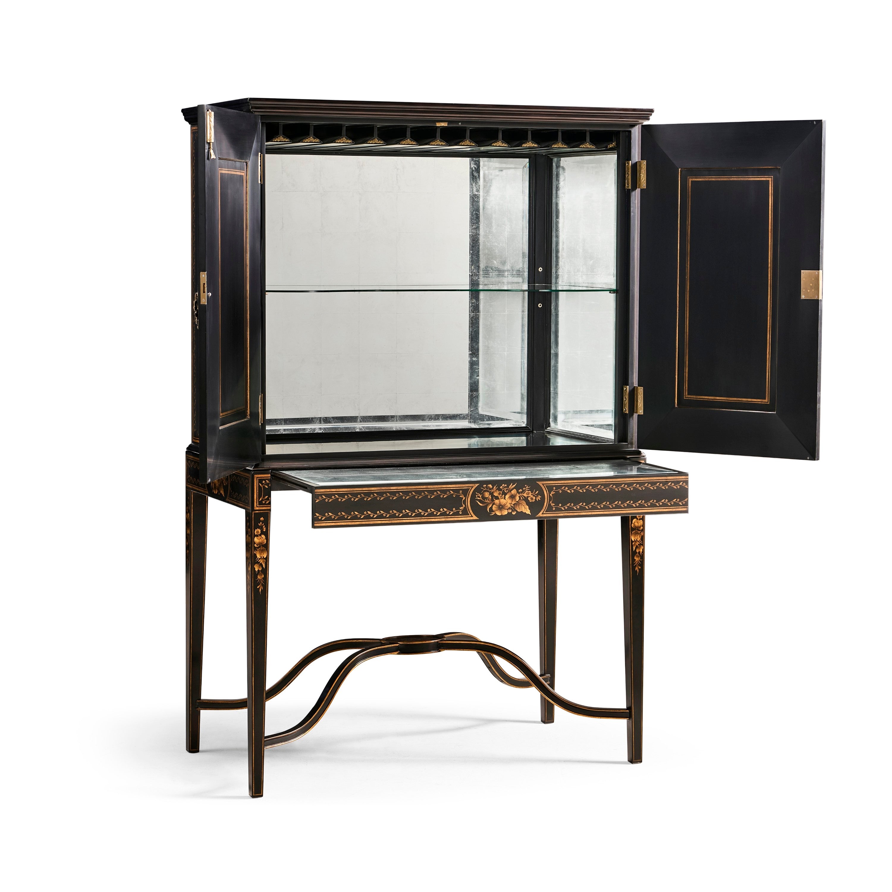 Jonathan Charles Formal Black & Gold Drinks Cabinet ( 492356-FBG )