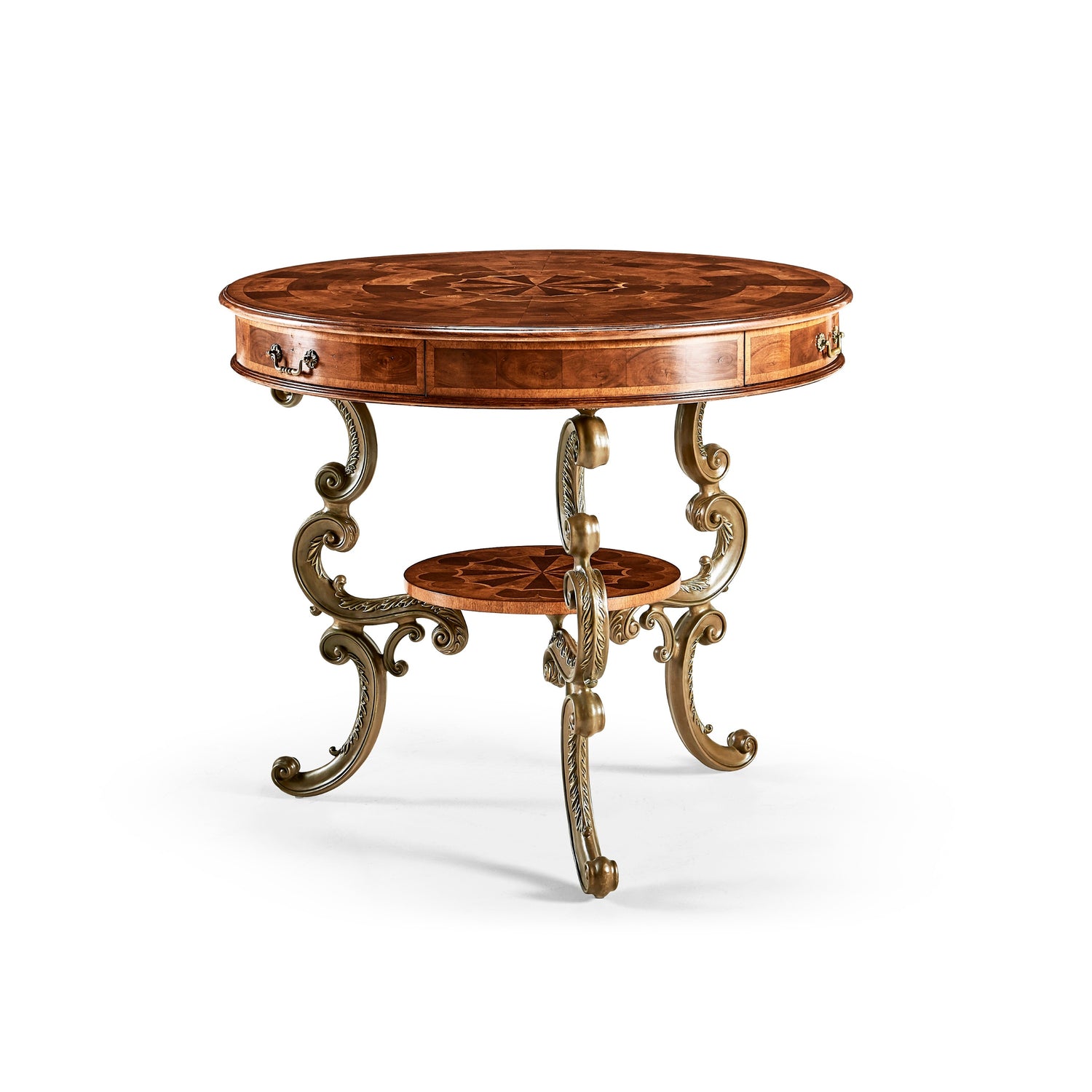 Jonathan Charles Oyster Round Table on Brass Base ( 492096-WAL )