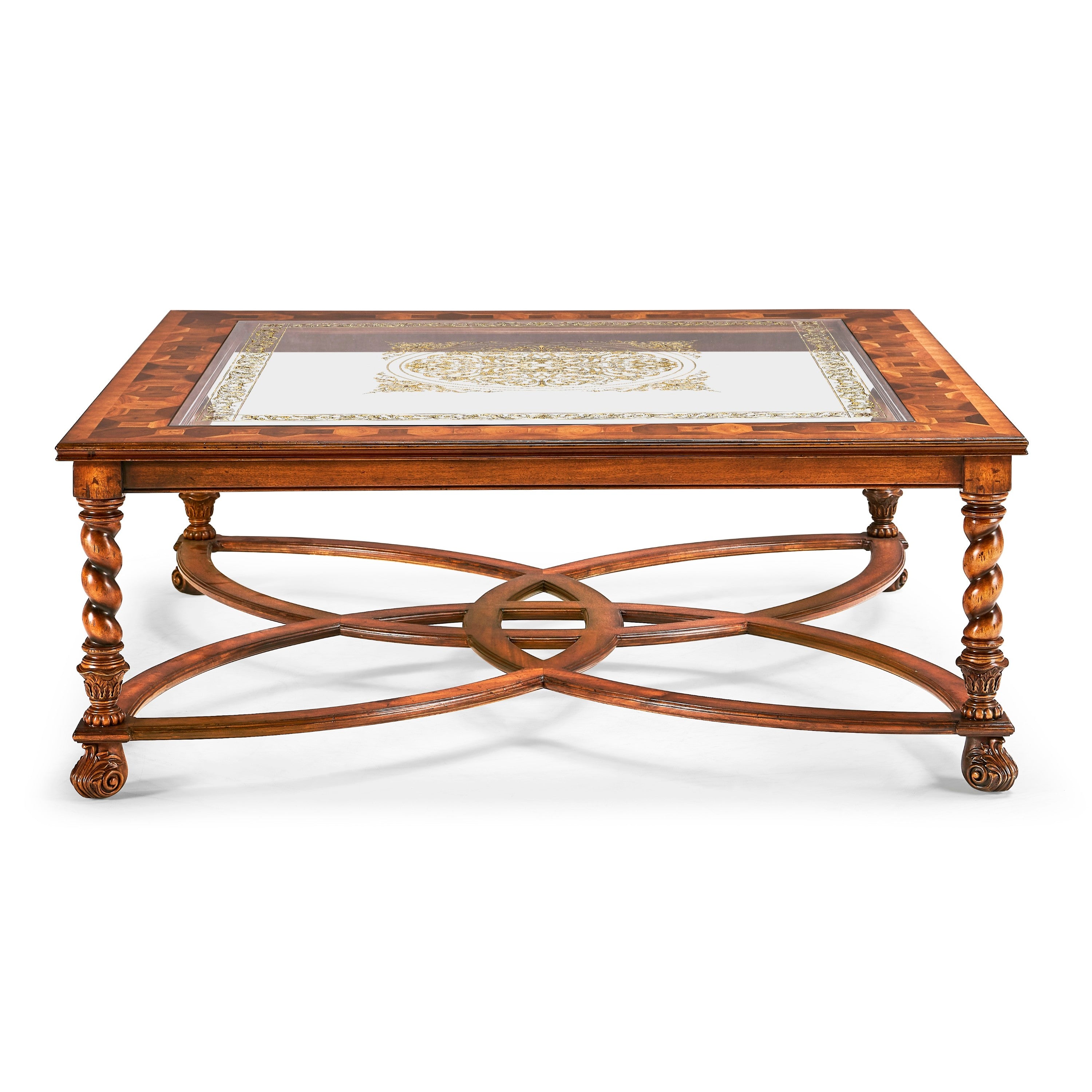 Jonathan Charles Square Oyster & Eglomise Coffee Table ( 492225-WAL-GED )
