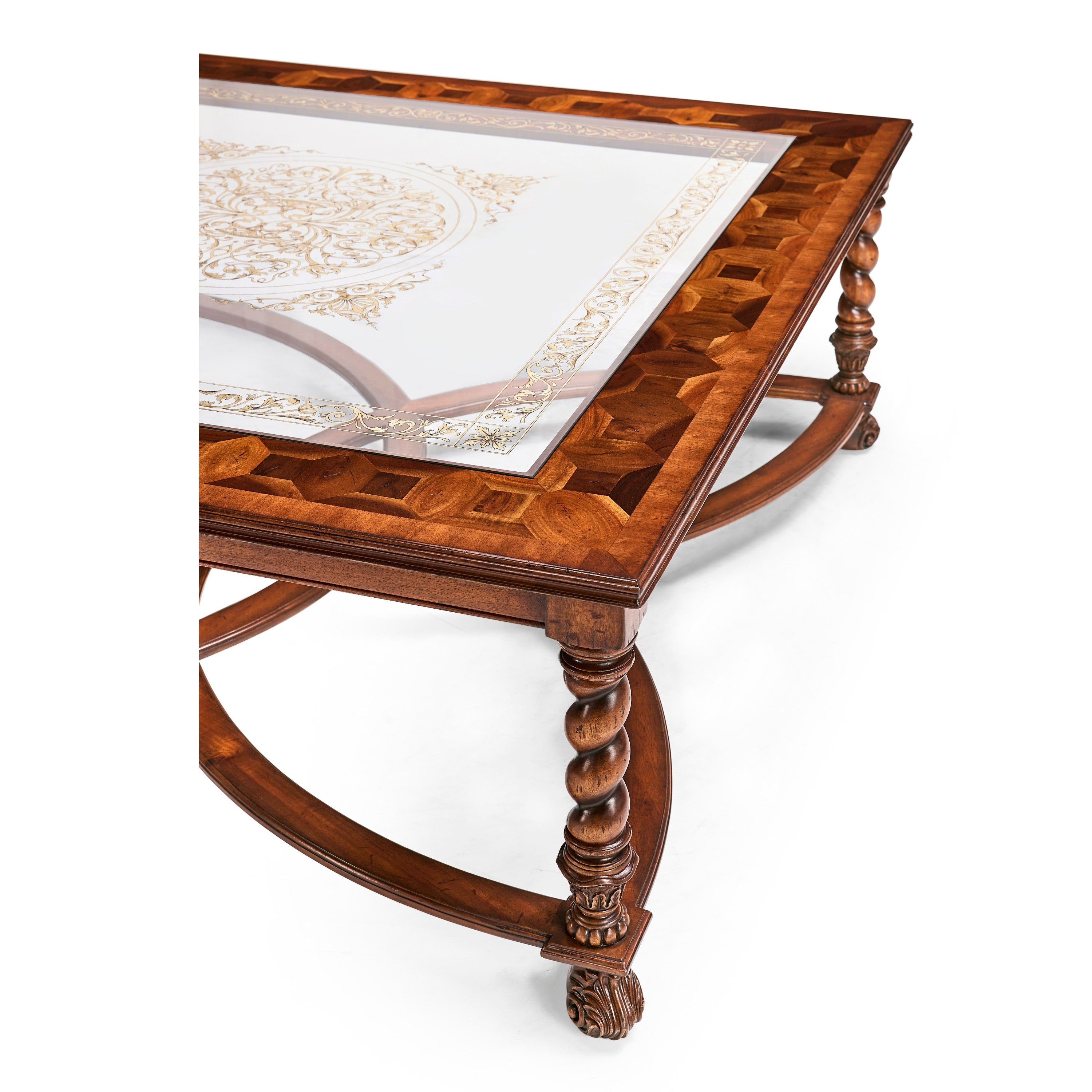 Jonathan Charles Square Oyster & Eglomise Coffee Table ( 492225-WAL-GED )