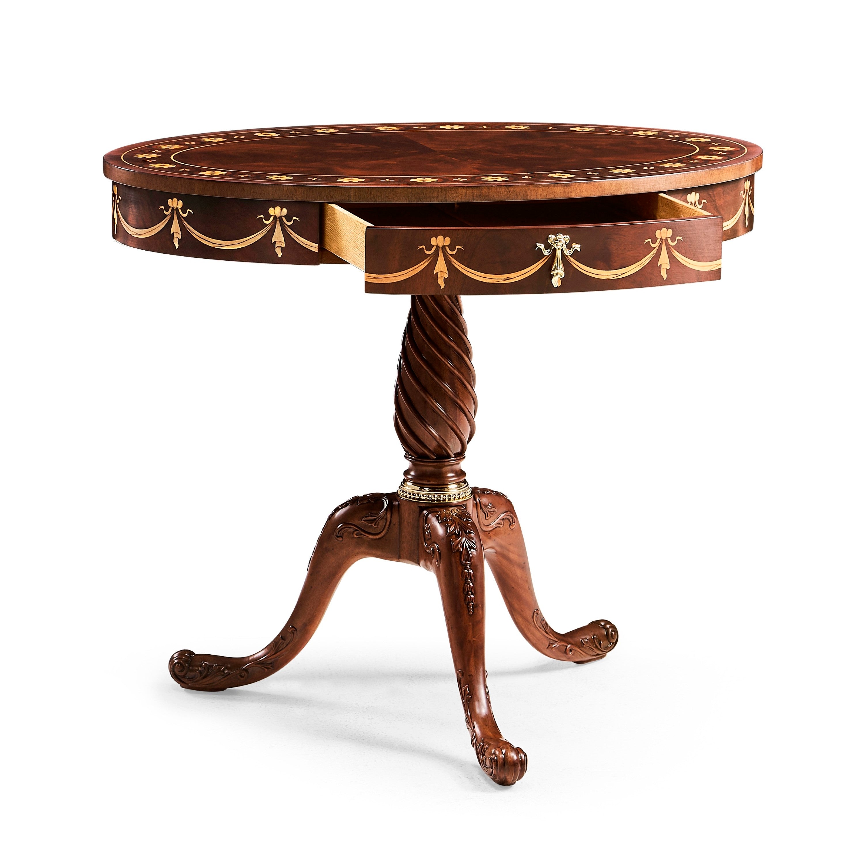 Jonathan Charles Mahogany Oval Marquetry Lamp Table ( 499065-MAH )