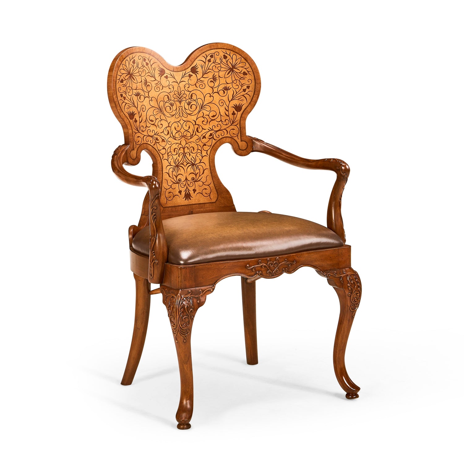 Jonathan Charles Seaweed Marquetry Armchair ( 492802-AC-WAL-L002 )