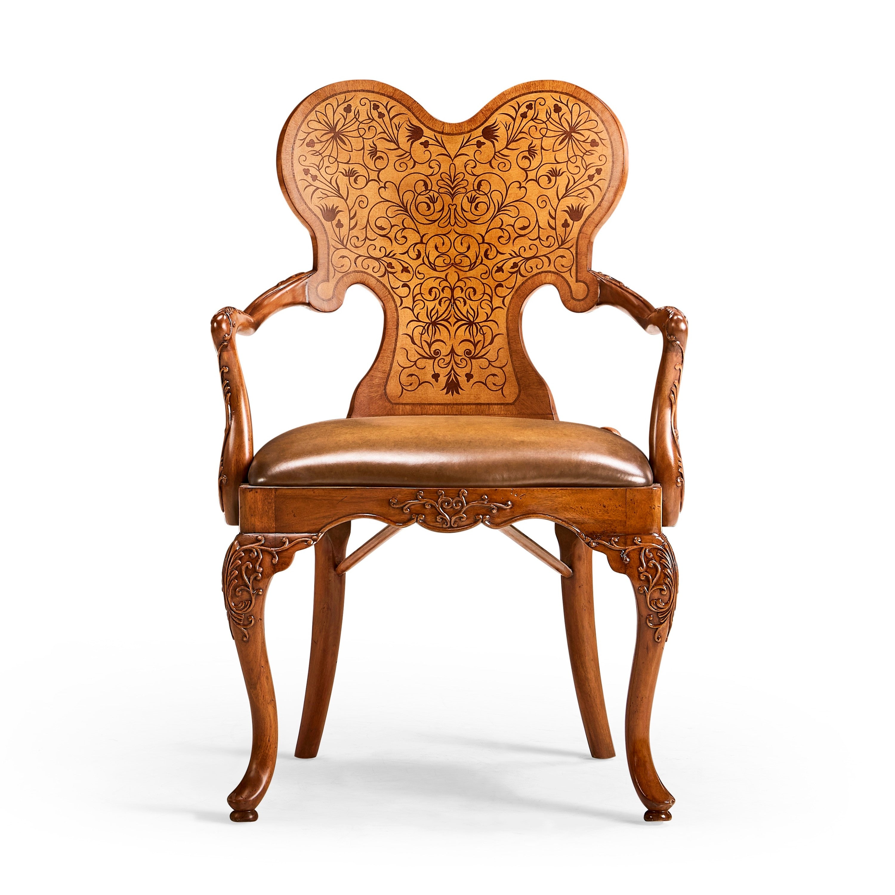 Jonathan Charles Seaweed Marquetry Armchair ( 492802-AC-WAL-L002 )