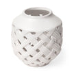 Mercana Forillon I Short White Glazed Lattice Pattern Vase Clearance