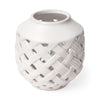 Mercana Forillon I Short White Glazed Lattice Pattern Vase Clearance