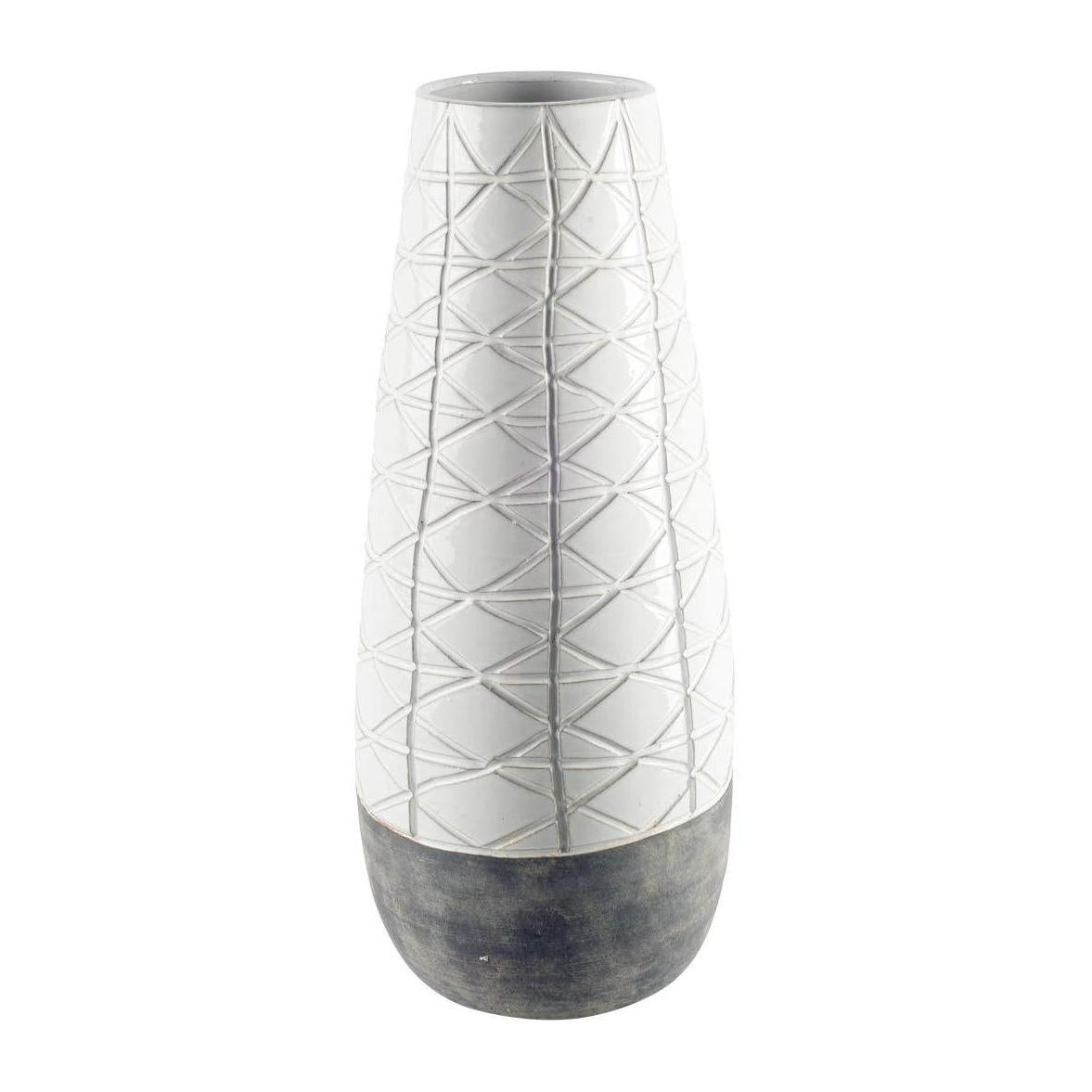 Mercana Harrier Large Gray Ceramic Dark Base White Vase Clearance