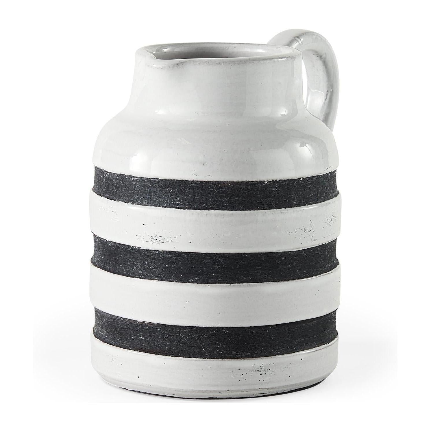 Mercana Harmon White w/ Charcoal Stripes Ceramic Jug
