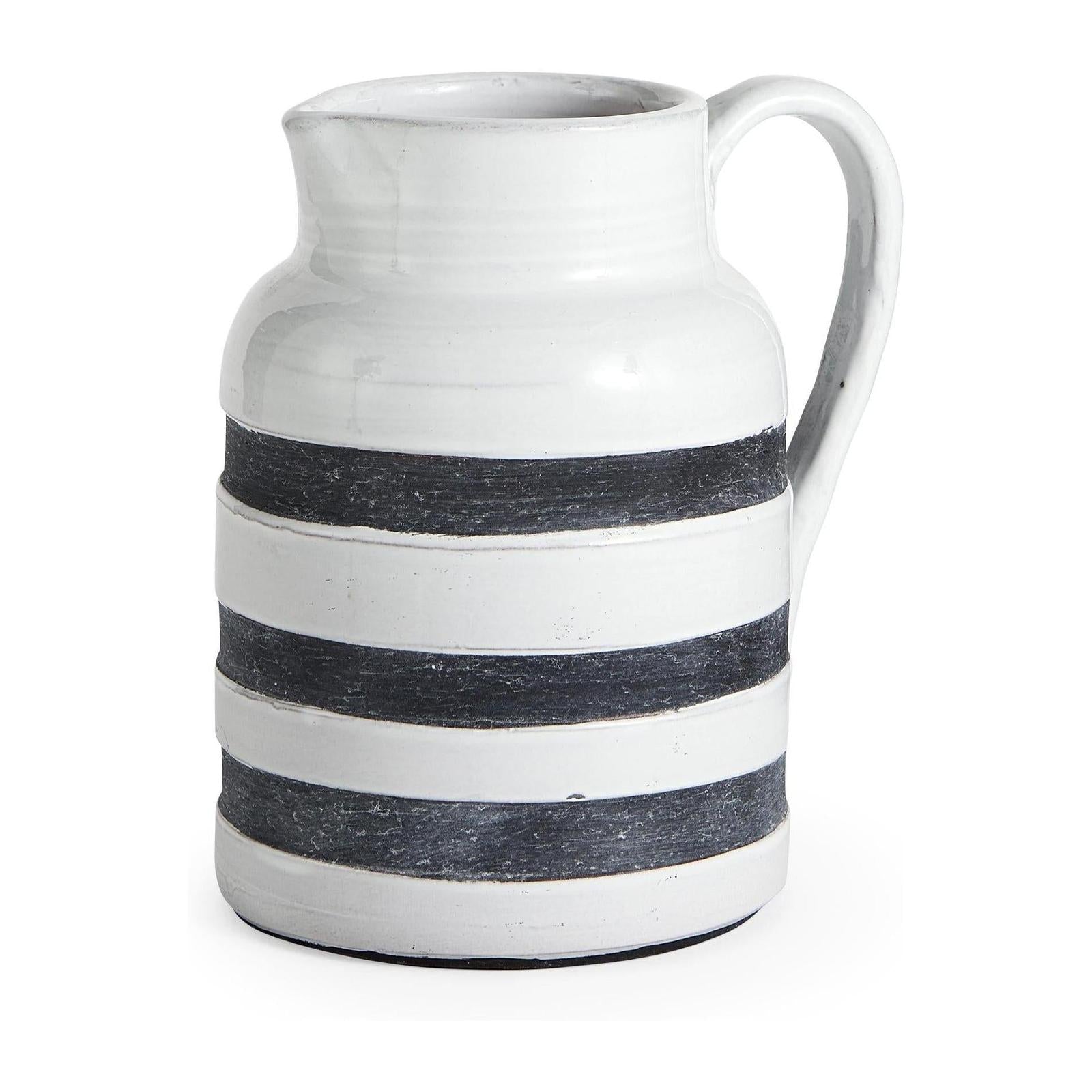 Mercana Harmon White w/ Charcoal Stripes Ceramic Jug