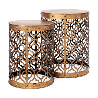 Mercana Rudebekia 16L x 16W Gold Round Metal Accent Tables- Set of 2 Clearance