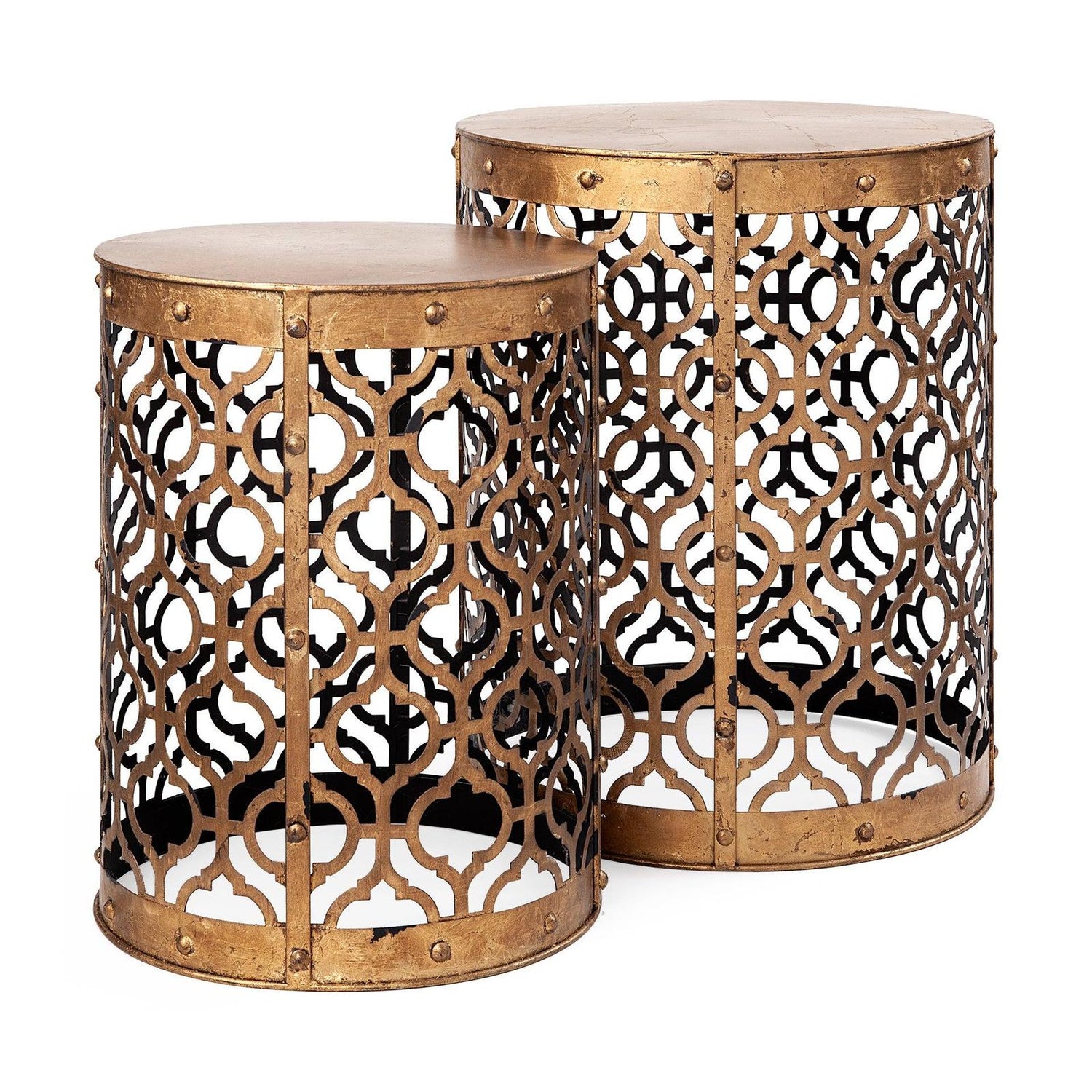 Mercana Rudebekia 16L x 16W Gold Round Metal Accent Tables- Set of 2 Clearance