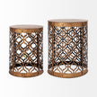 Mercana Rudebekia 16L x 16W Gold Round Metal Accent Tables- Set of 2 Clearance