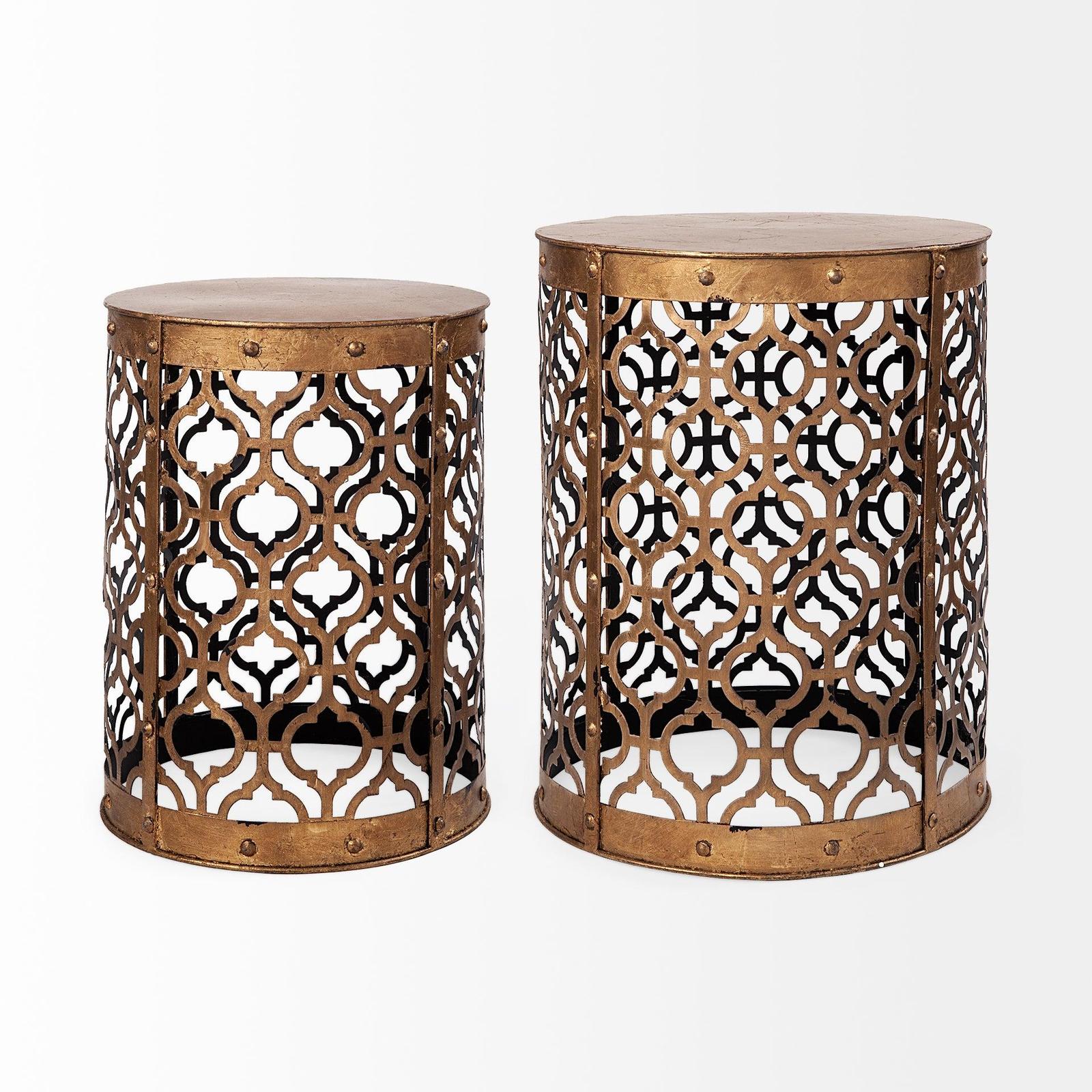 Mercana Rudebekia 16L x 16W Gold Round Metal Accent Tables- Set of 2 Clearance