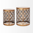 Mercana Rudebekia 16L x 16W Gold Round Metal Accent Tables- Set of 2 Clearance