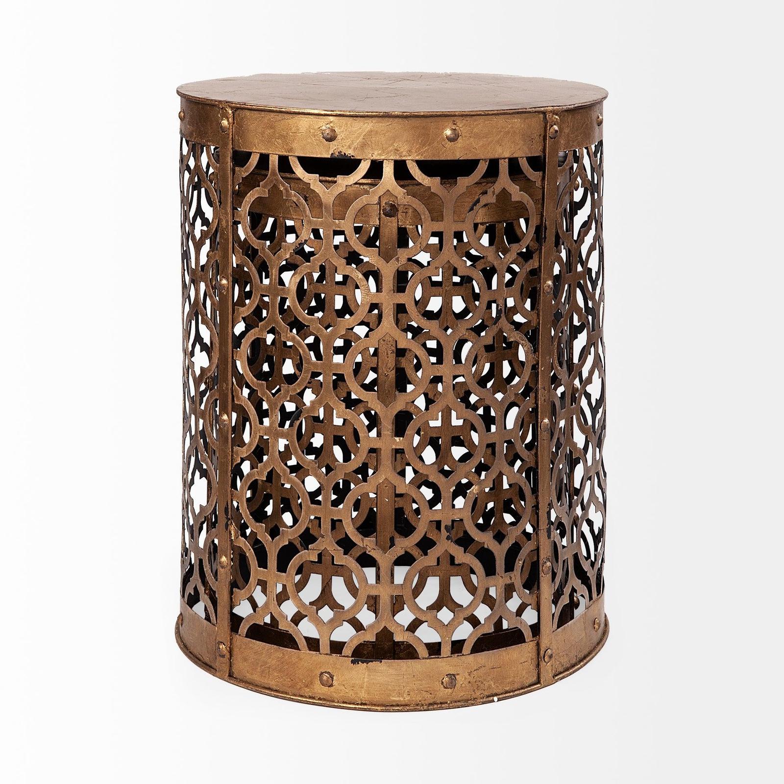 Mercana Rudebekia 16L x 16W Gold Round Metal Accent Tables- Set of 2 Clearance