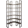Mercana Turner Curved Wood and Black Iron Six Shelving Unit