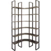 Mercana Turner Curved Wood and Black Iron Six Shelving Unit