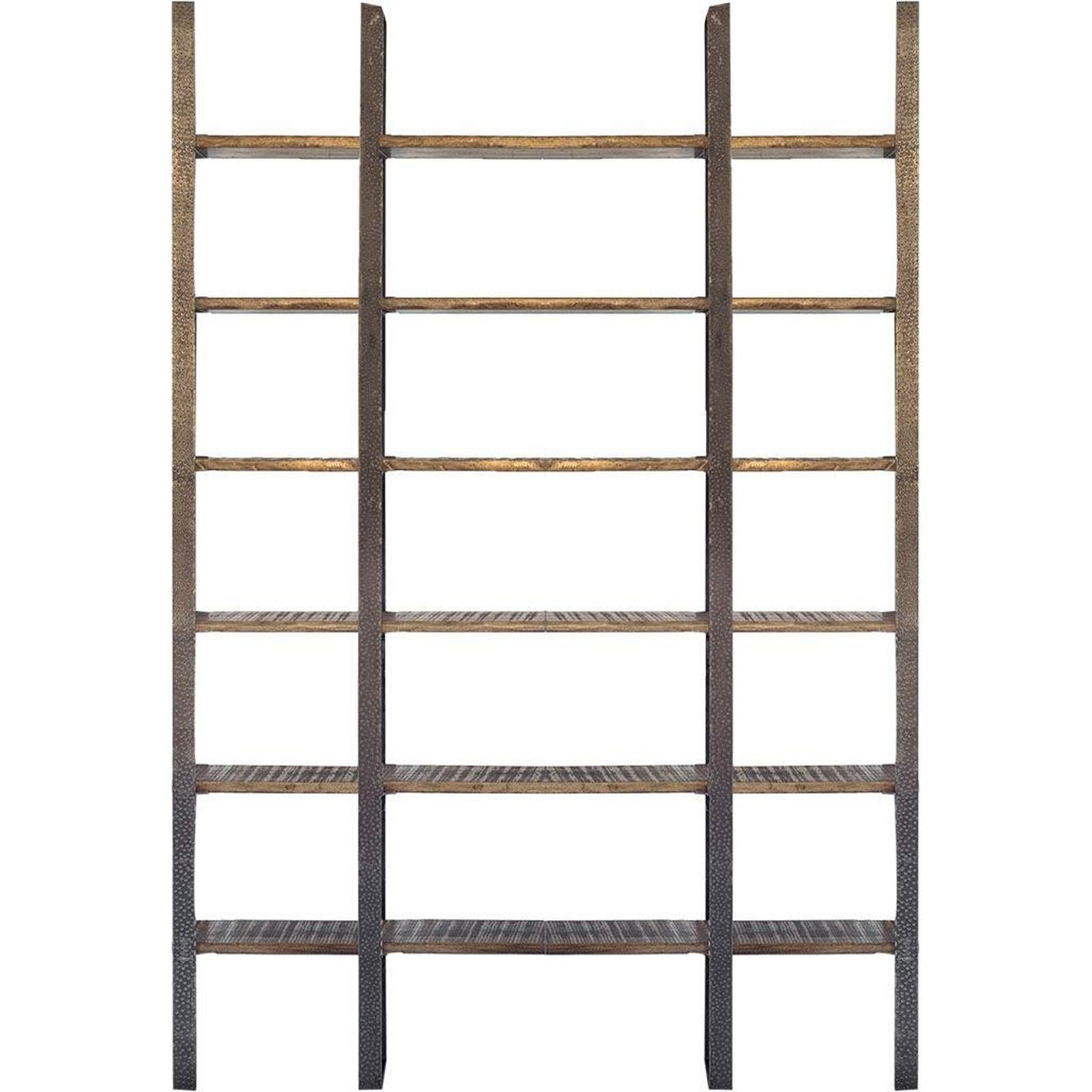 Mercana Taunton Wood and Black Iron Six Shelving Unit