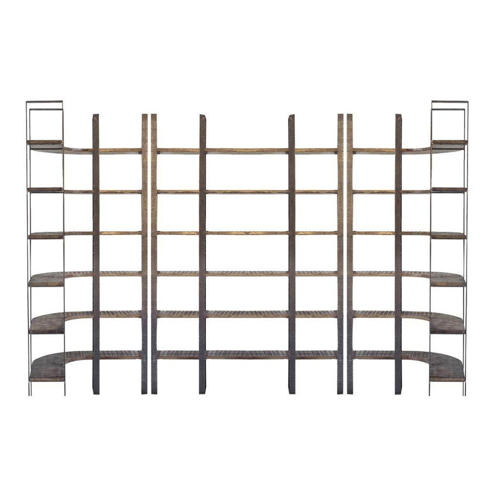 Mercana Taunton Wood and Black Iron Six Shelving Unit