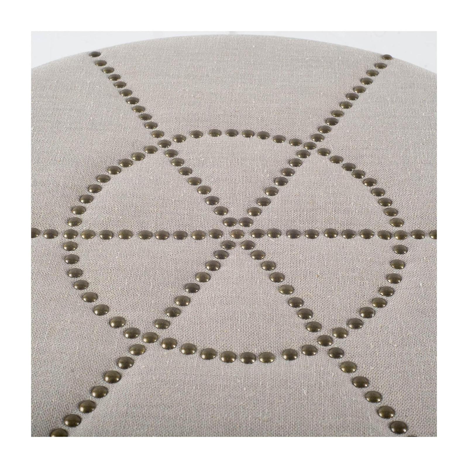 Mercana Beacon Cream Fabric w/ Metal Tacks Round Ottoman Clearance