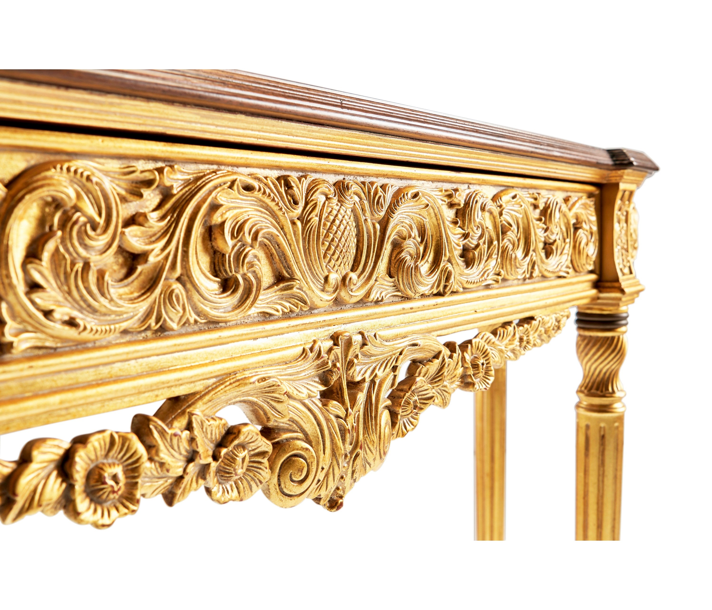 Jonathan Charles Louis IV Style Narrow Gilded Console ( 493239-GIL )