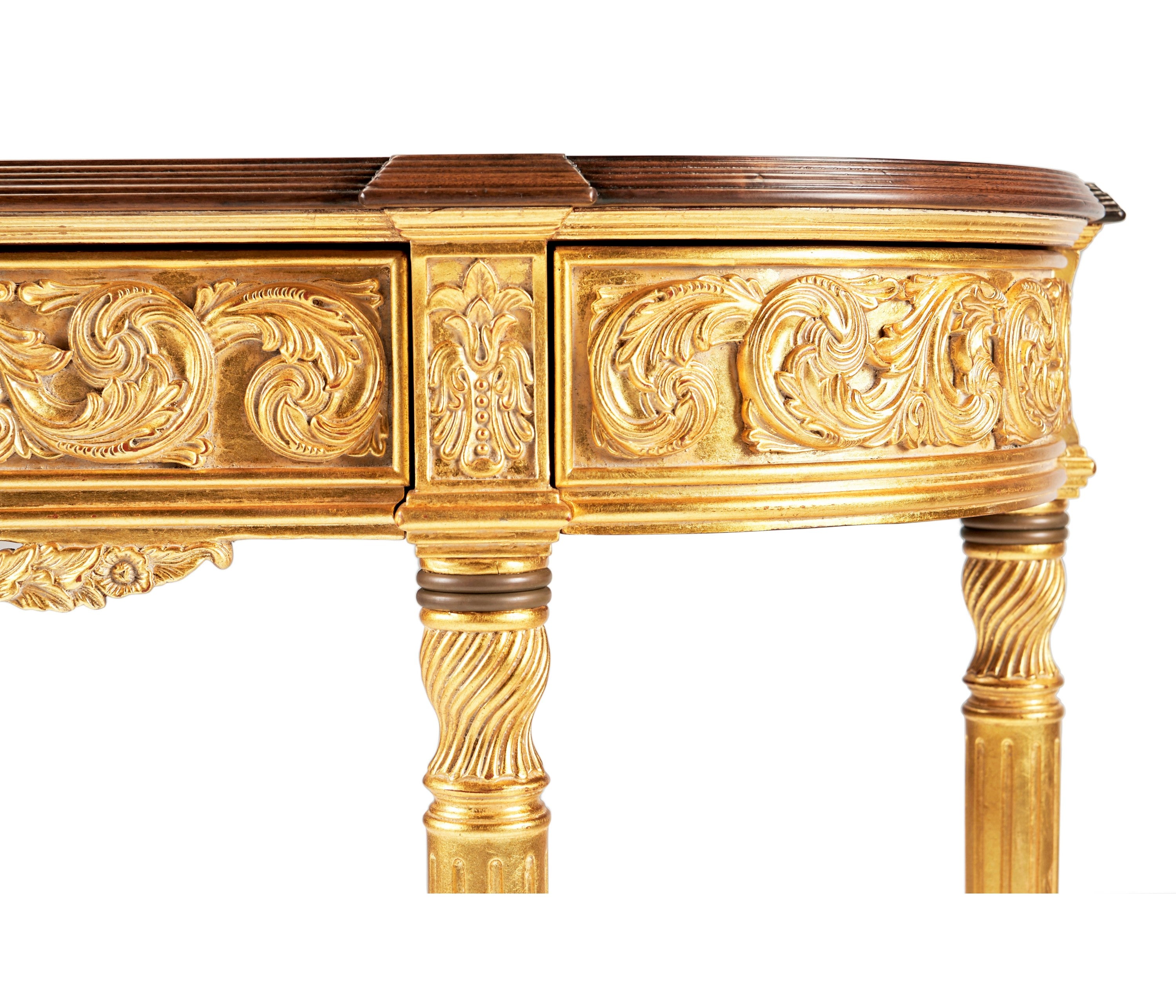 Jonathan Charles Louis IV Style Narrow Gilded Console ( 493239-GIL )