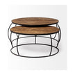 Mercana Clapp Round Brown Wood Top Black Iron Base Nesting Coffee Tables- Set of 2 Clearance