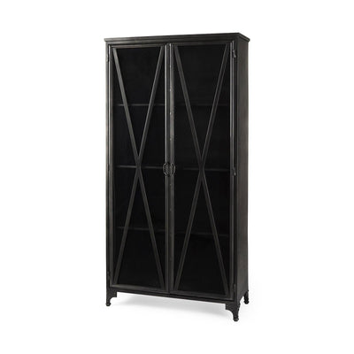 Mercana Poppy Black Metal With Glass Door Display Cabinet
