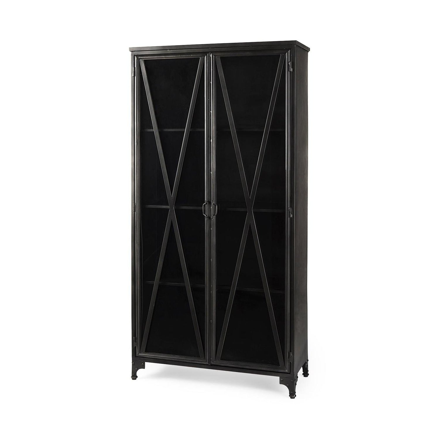 Mercana Poppy Black Metal With Glass Door Display Cabinet