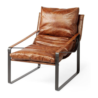 Mercana Hornet Leather Metal Frame Accent Chair