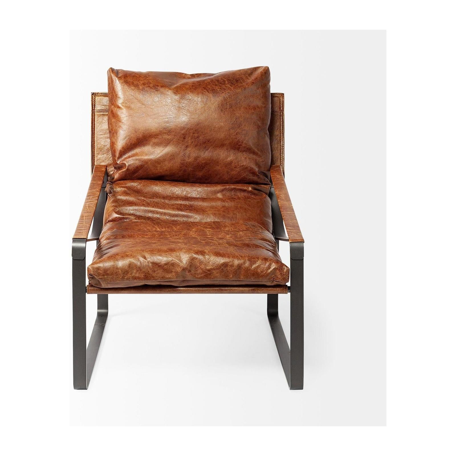 Mercana Hornet Leather Metal Frame Accent Chair