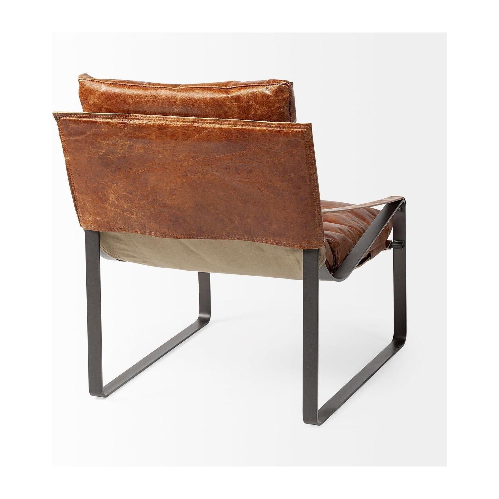 Mercana Hornet Leather Metal Frame Accent Chair