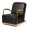 Mercana Horace Black Leather Diamond Pattern w/Gold Iron Frame Accent Chair Clearance