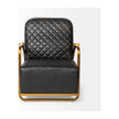 Mercana Horace Black Leather Diamond Pattern w/Gold Iron Frame Accent Chair Clearance