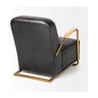Mercana Horace Black Leather Diamond Pattern w/Gold Iron Frame Accent Chair Clearance