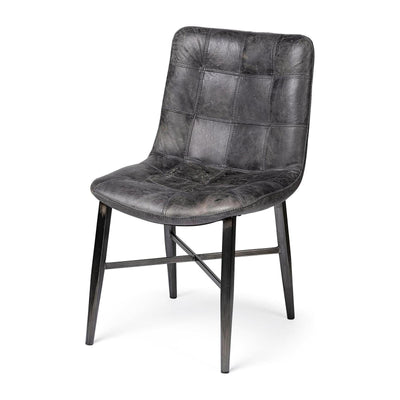 Mercana Horsdal Black Genuine Leather Seat w/ Black Metal Frame Dining Chair Clearance