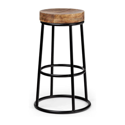 Mercana Flynn 26.25" Seat Height Brown Wood Seat Black Metal Frame Stool Clearance