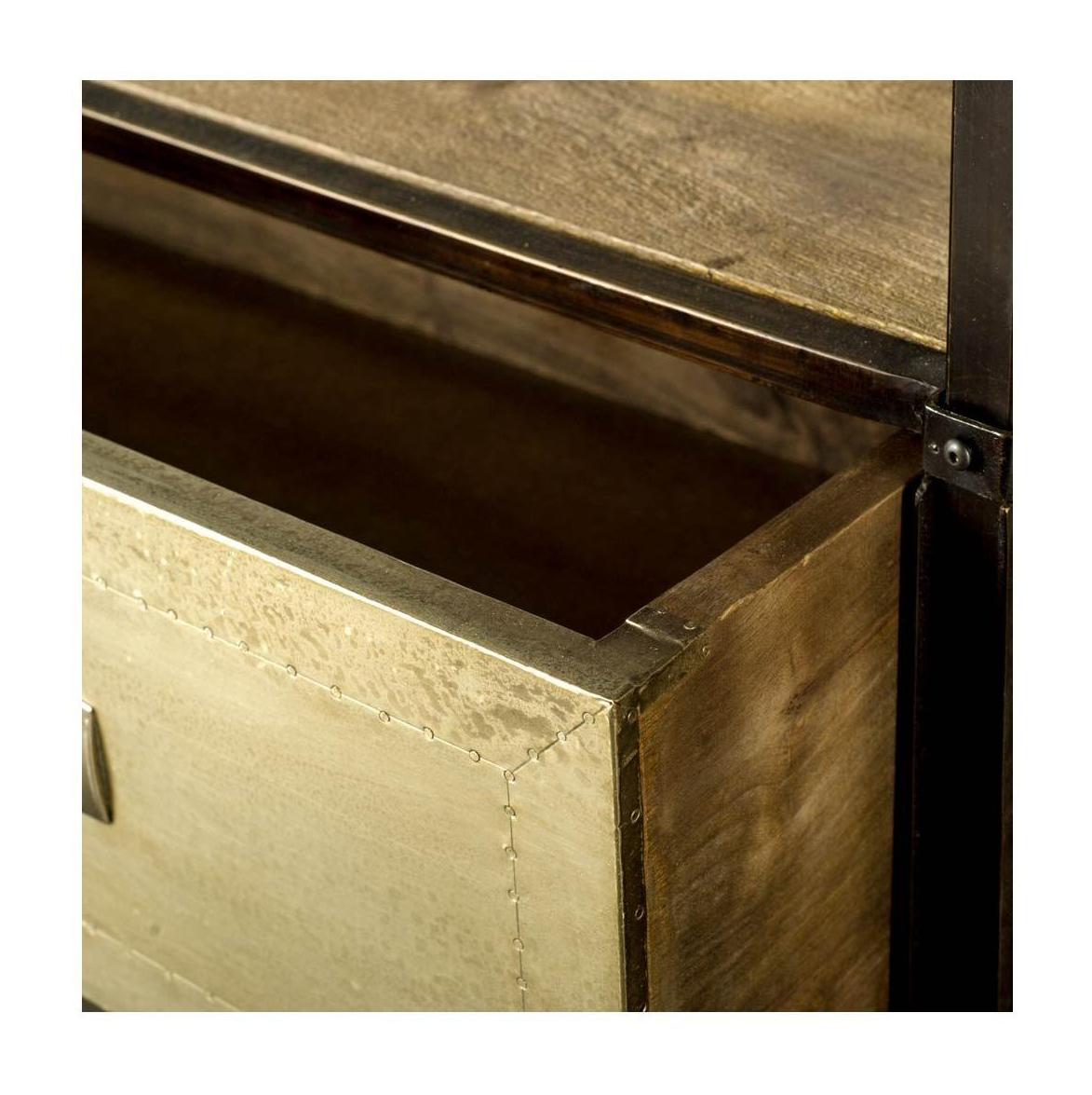 Mercana Farrow Brass Wood and Metal TV Stand Media Console with Storage, TV up to 83