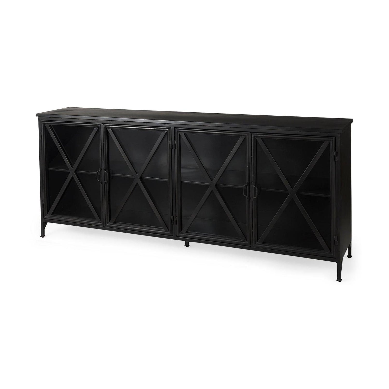Mercana Poppy Black Metal With Glass Door Sideboard