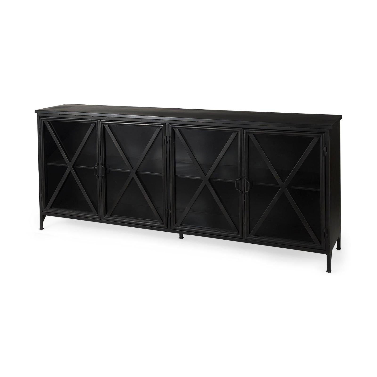 Mercana Poppy Black Metal With Glass Door Sideboard