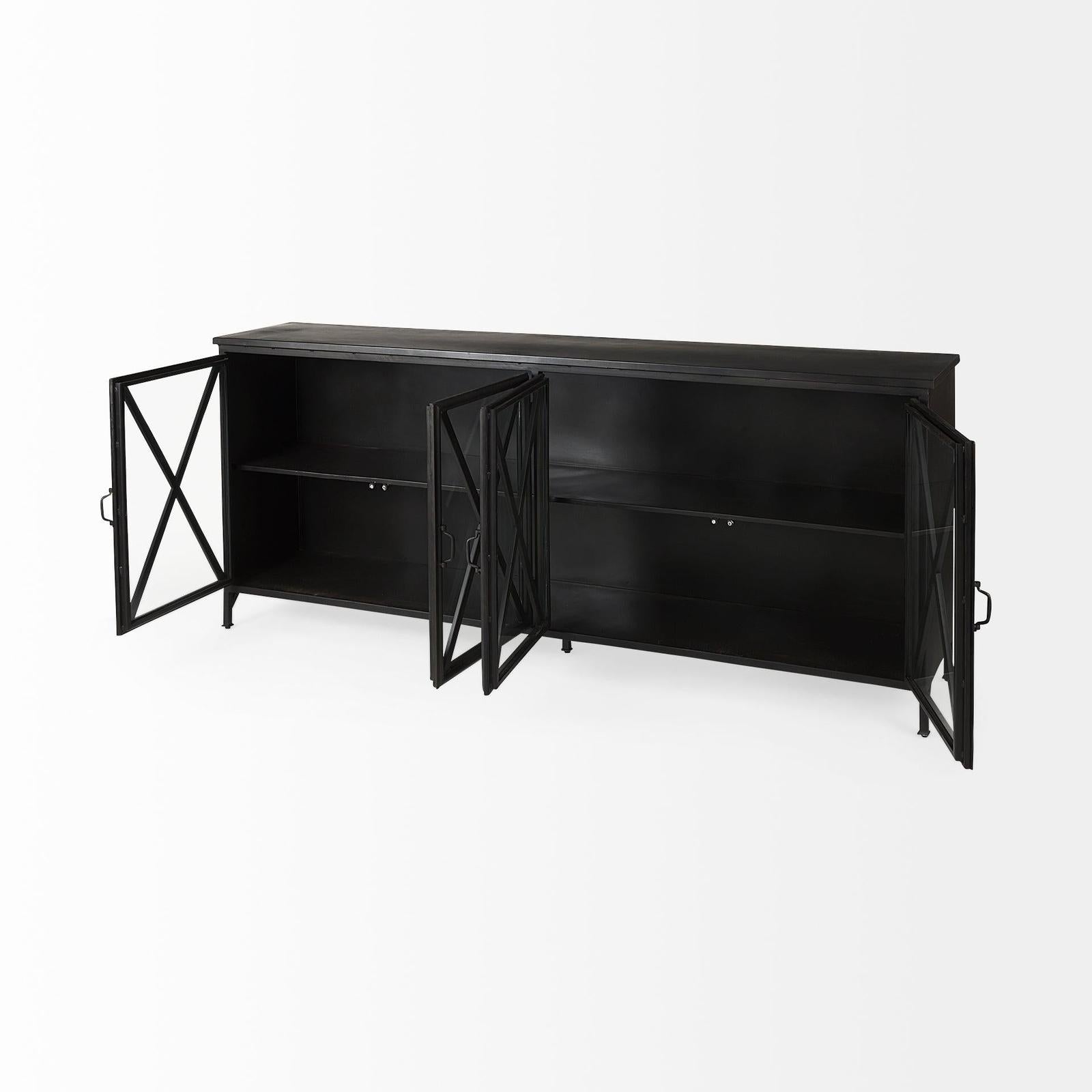 Mercana Poppy Black Metal With Glass Door Sideboard