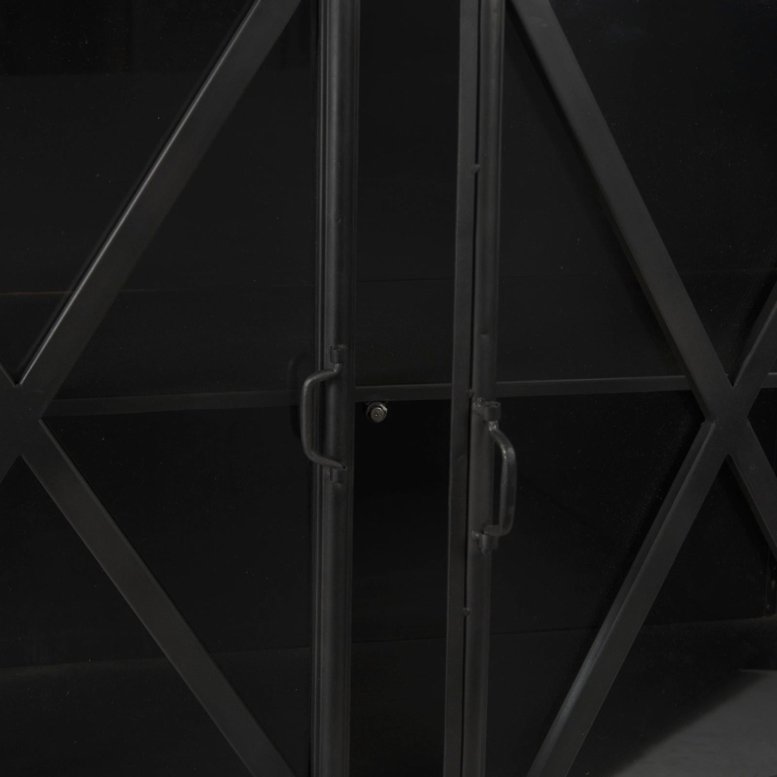Mercana Poppy Black Metal With Glass Door Sideboard